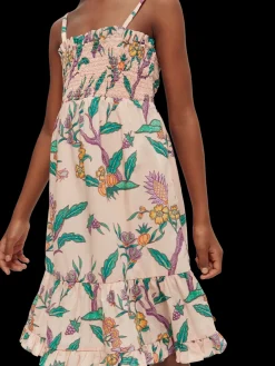 Printed Smocked Midi Dress
