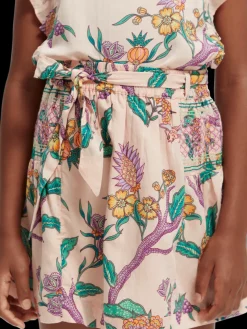 Printed Smocked Mini Skirt