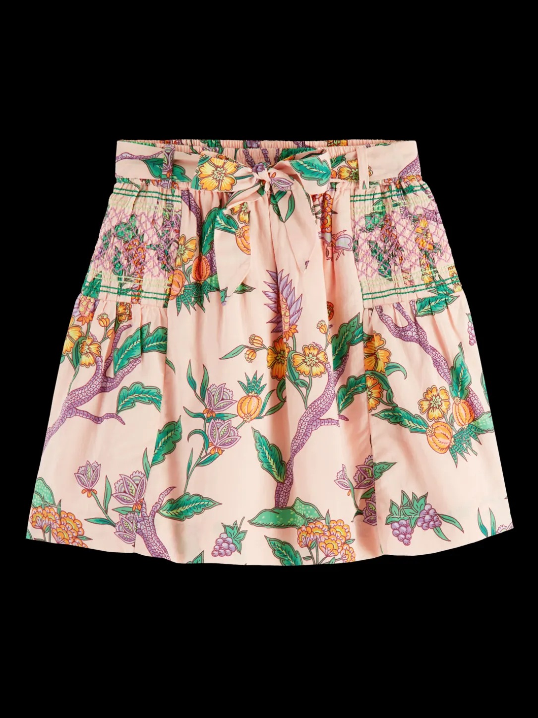 Printed Smocked Mini Skirt