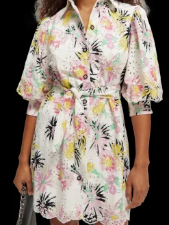 Puffed-Sleeve Broderie Anglaise Mini Dress