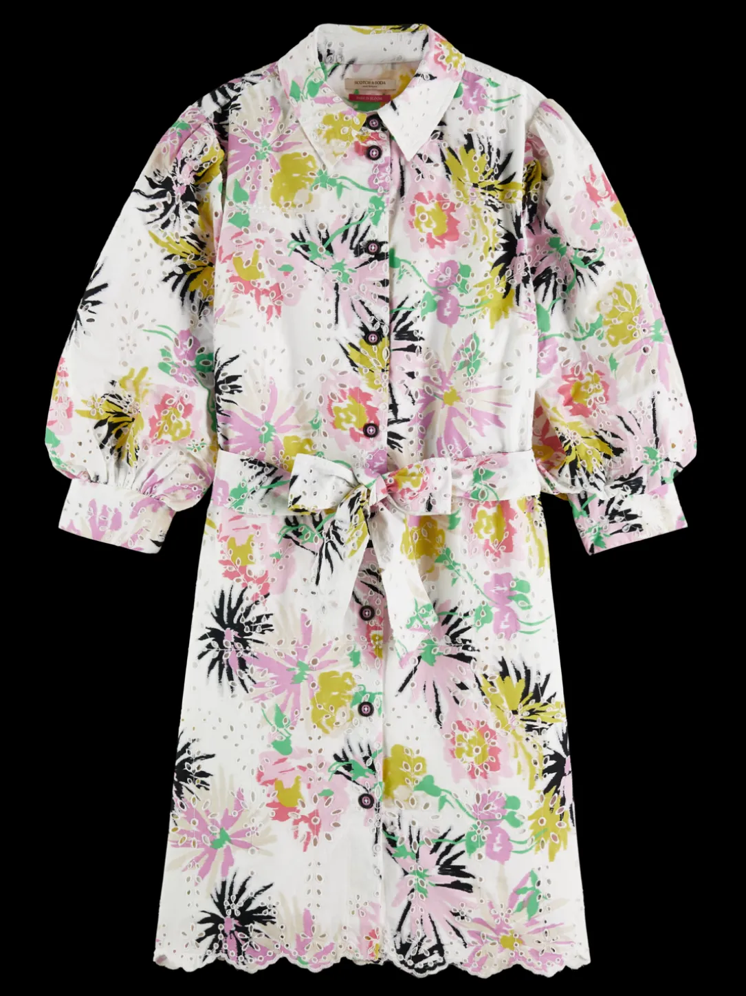 Puffed-Sleeve Broderie Anglaise Mini Dress