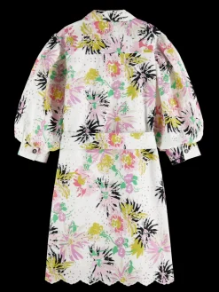 Puffed-Sleeve Broderie Anglaise Mini Dress
