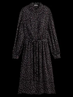 Relaxed Fit Printed Midi Jacquard Shirt Dress