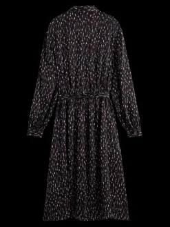 Relaxed Fit Printed Midi Jacquard Shirt Dress