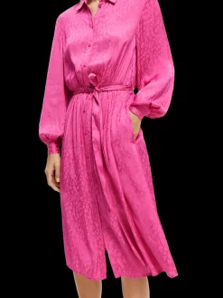 Relaxed Fit Printed Midi Jacquard Shirt Dress