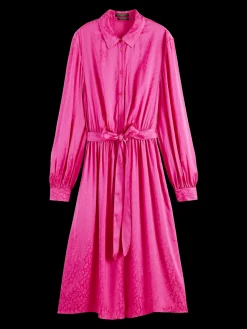 Relaxed Fit Printed Midi Jacquard Shirt Dress