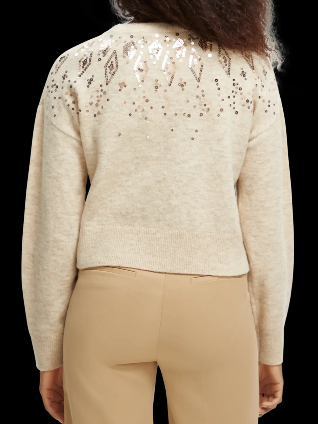 Relaxed Fit Wool-Blend Sequined Sweater