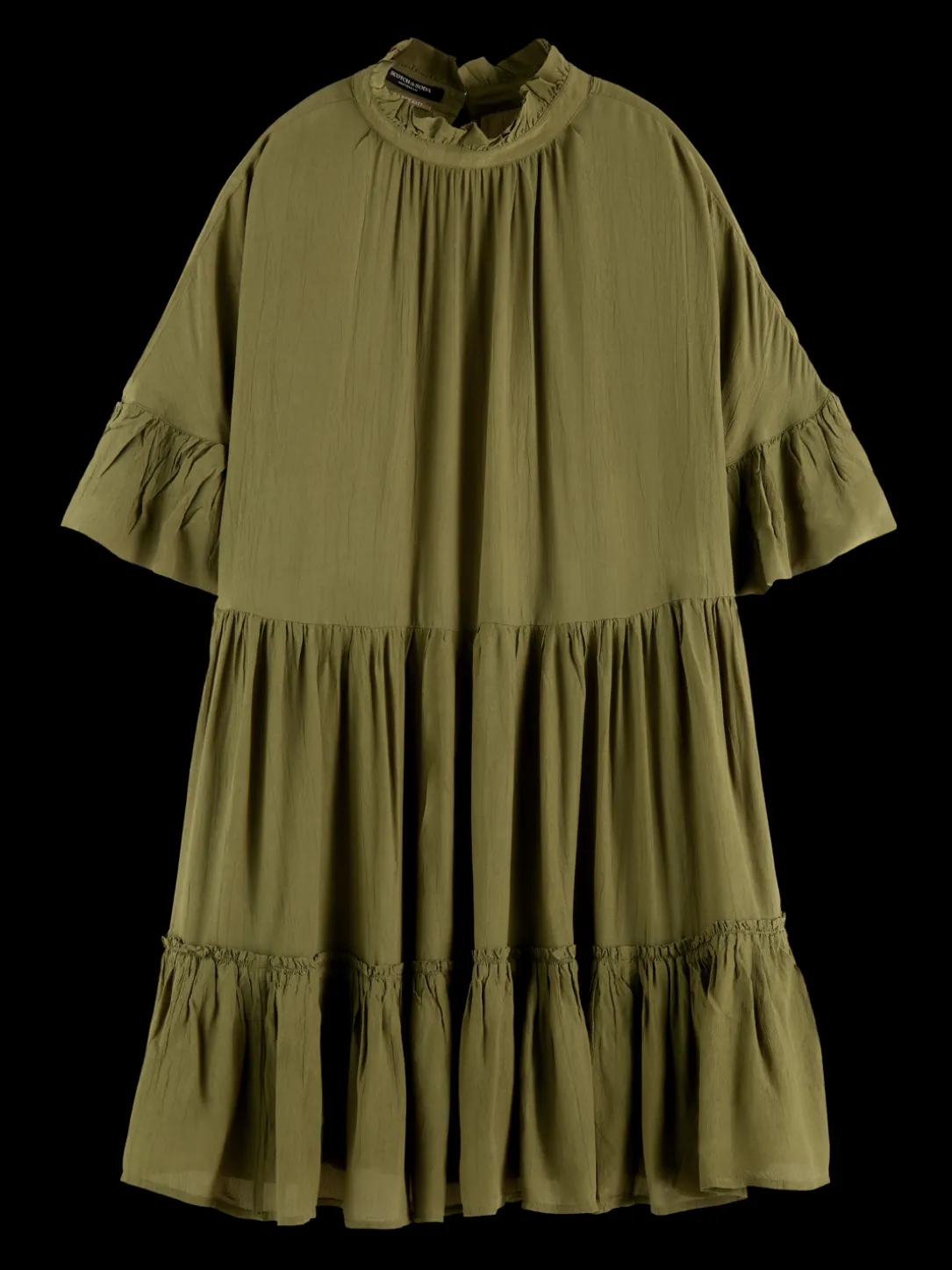 Ruffle-Sleeved Tiered Mini Dress