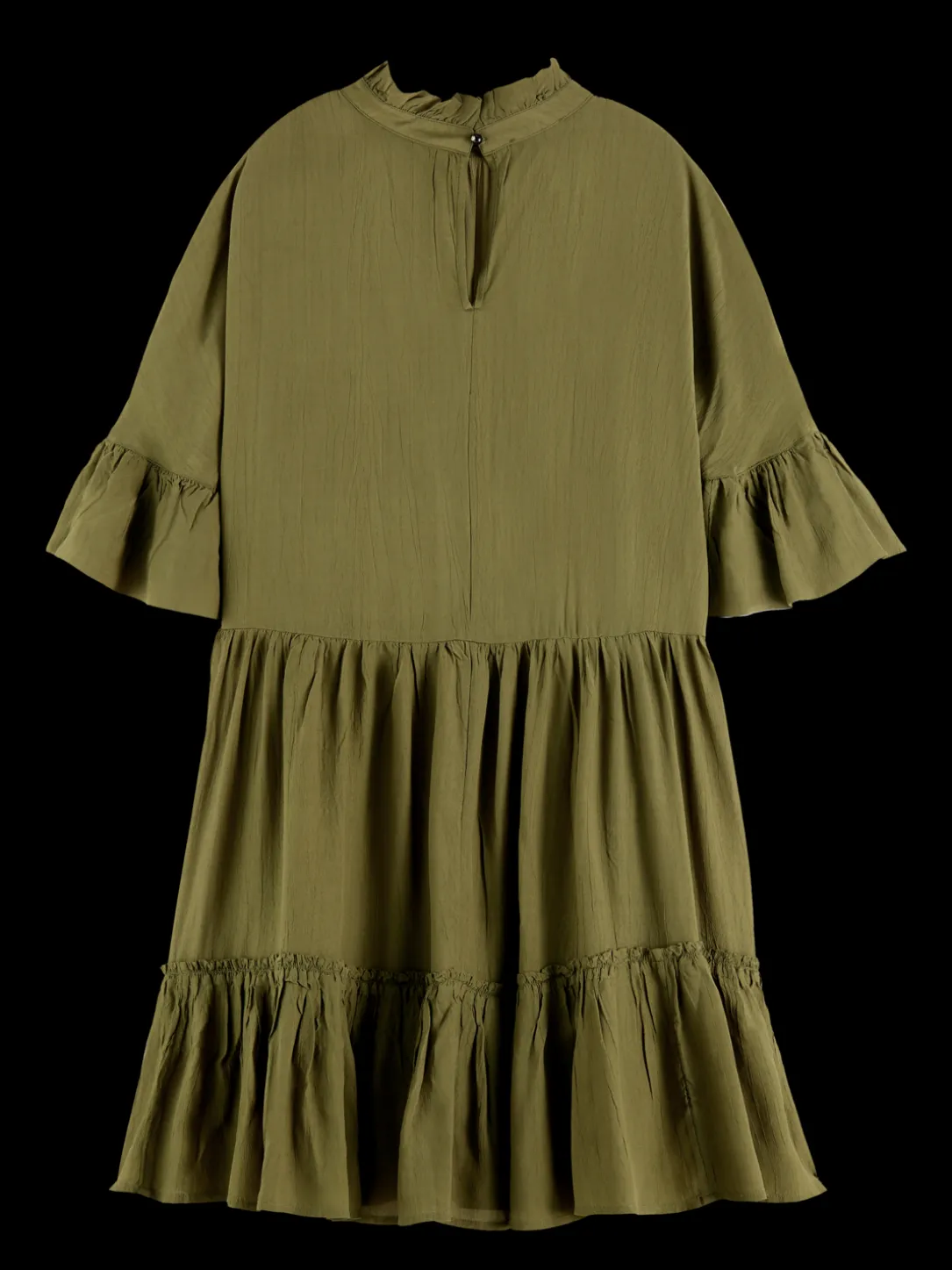 Ruffle-Sleeved Tiered Mini Dress