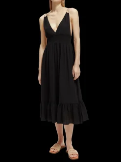 Smocked Midi Strap Dress