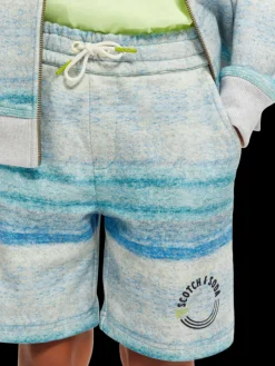 Striped Melange Organic Cotton Sweat Shorts