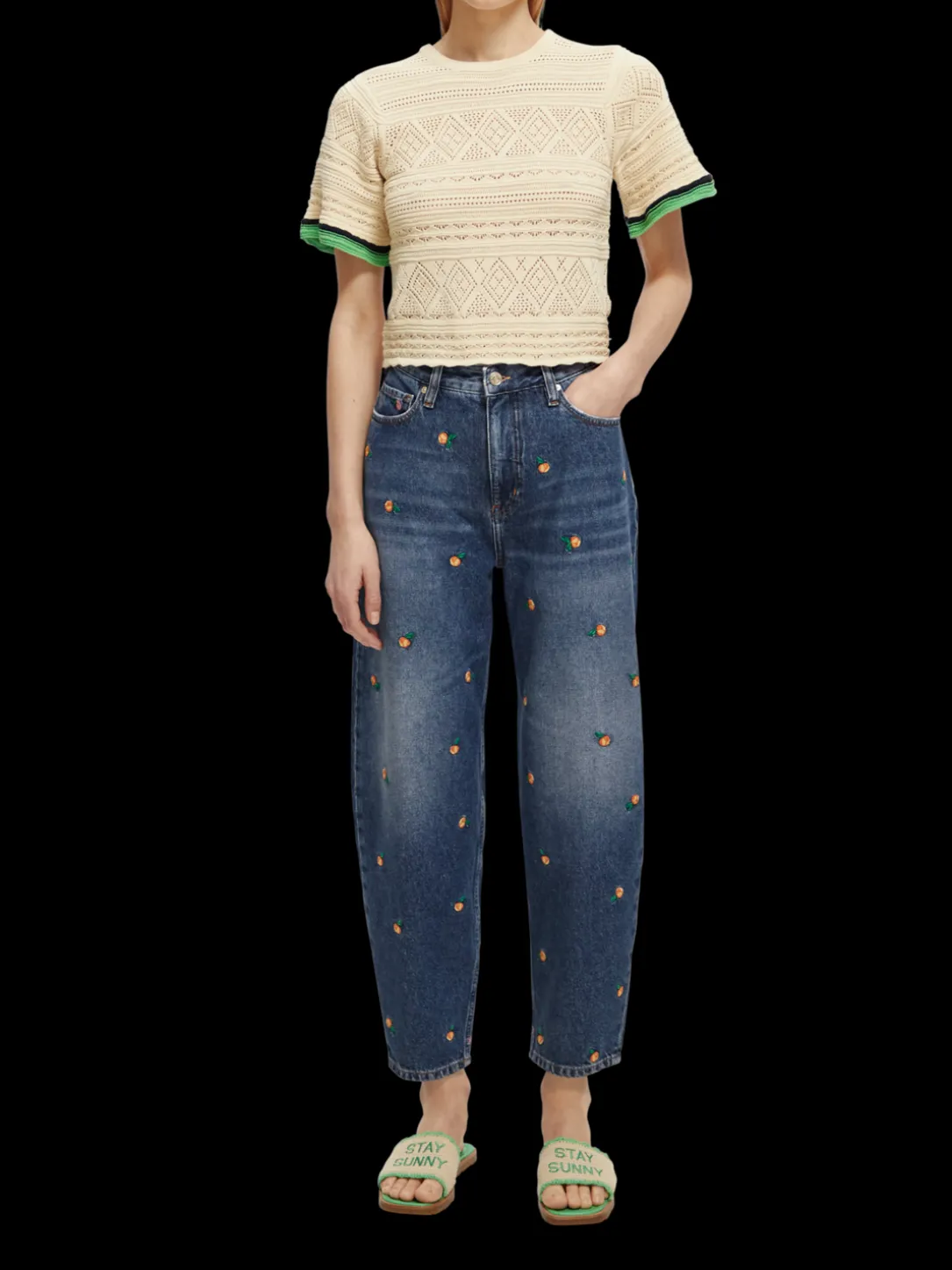 The Tide High-Rise Embroidered Balloon Fit Jeans