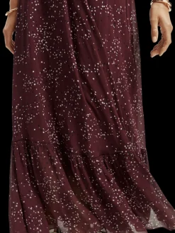 Tiered Printed Chiffon Maxi Skirt