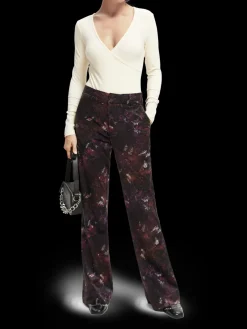 Velvet High-Rise Flared Trousers