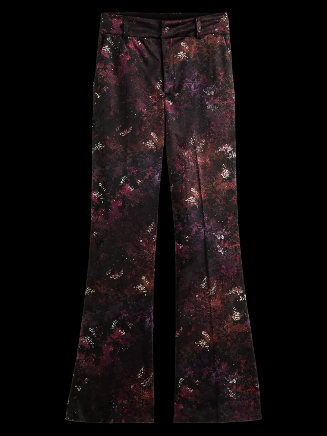 Velvet High-Rise Flared Trousers