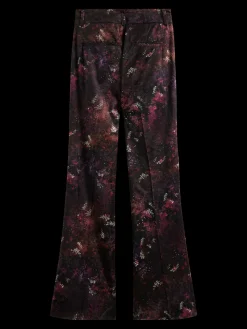 Velvet High-Rise Flared Trousers