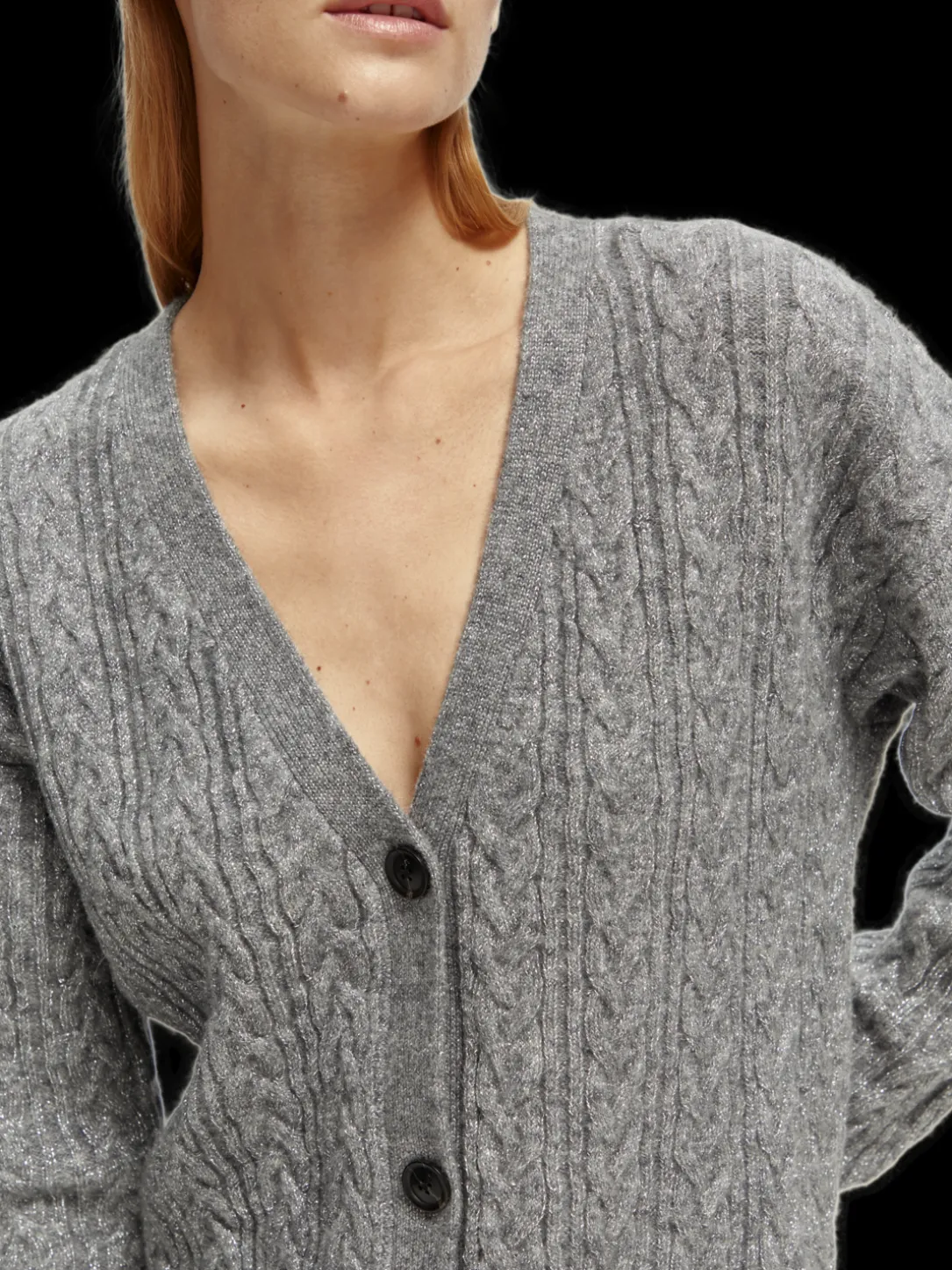 Wool-Blended Cable Knit Cardigan