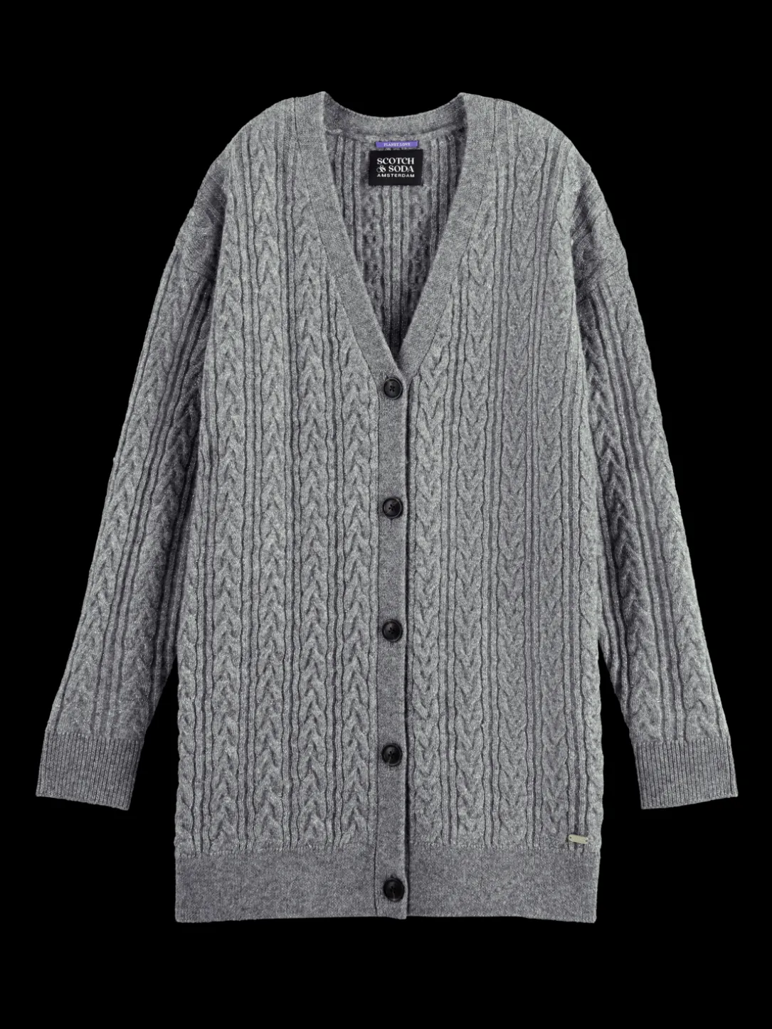 Wool-Blended Cable Knit Cardigan