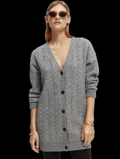 Wool-Blended Cable Knit Cardigan